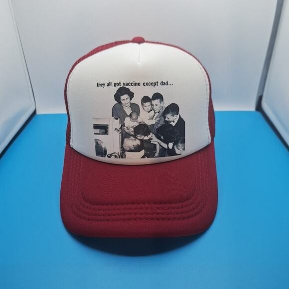 Vaccine Fanny Trucker Snapback Hat Cap Foam Burgundy Retro Logo - Picture 1 of 6